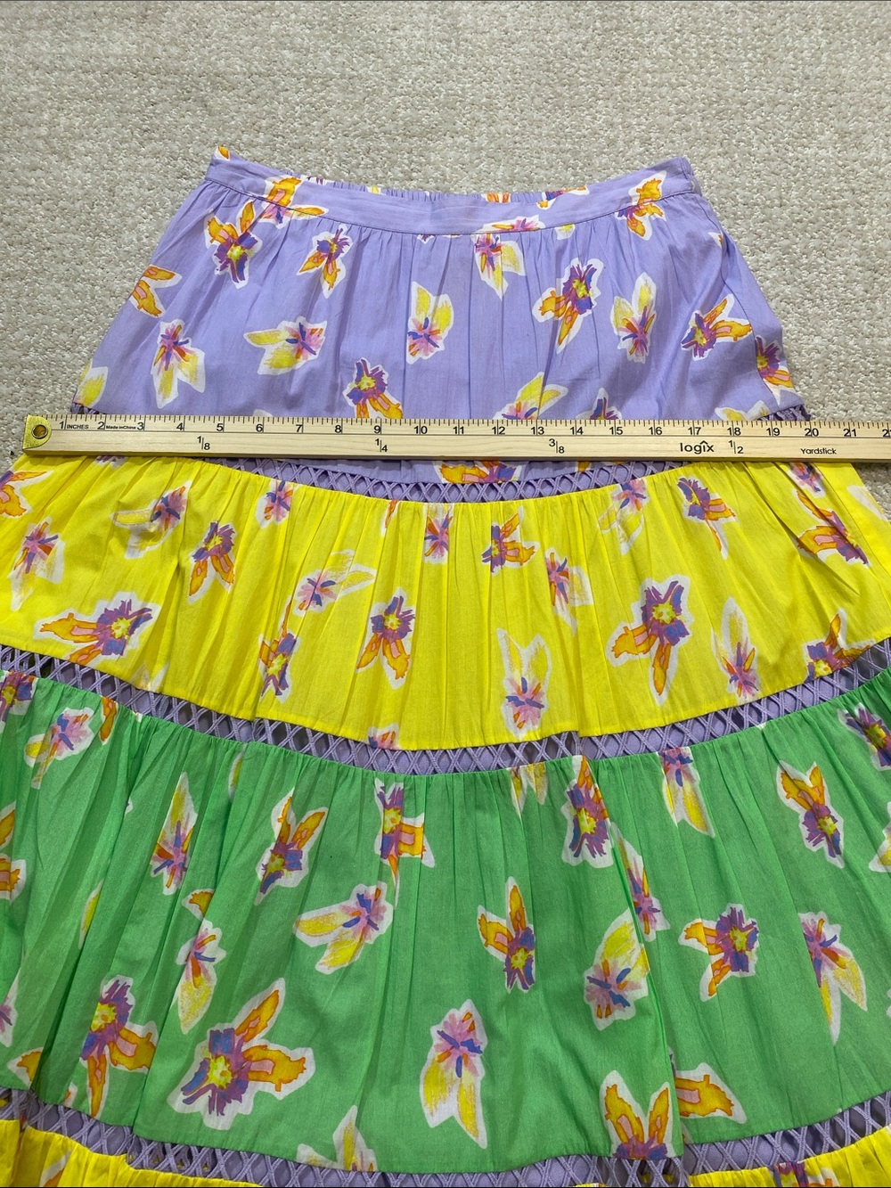 Ālivia Caroline Tiered Floral Maxi Skirt Bouncing Buds Multi Size S 100% Cotton - Picture 10 of 16